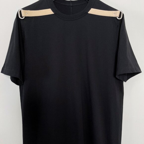 Rick Owens - Rare Shoulder Detail Black Cotton Level T Shirt FW19 Larry - Picture 5 of 10